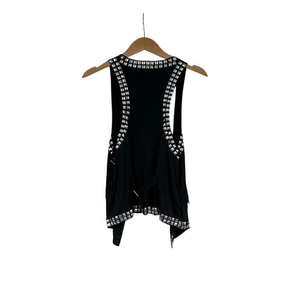 Central Park West Black Jersey Knit Stud Embellished Edgy Black Vest Womens M - Picture 4 of 6